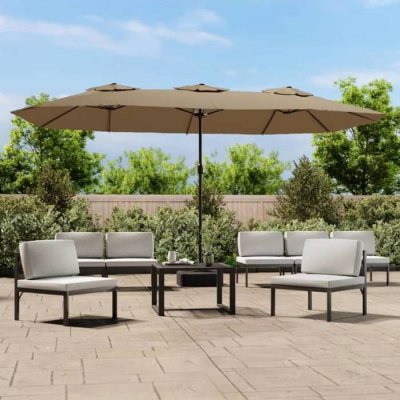 VIDAXL  parasol &agrave; double t&ecirc;te avec led taupe 449x245 cm 