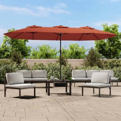 VIDAXL  Parasol &Agrave; Double T&ecirc;te Avec Led Terre Cuite 449x245 Cm