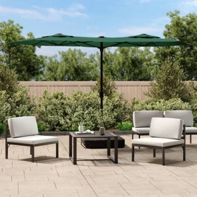 VIDAXL  parasol &agrave; double t&ecirc;te avec led vert 316x240 cm 