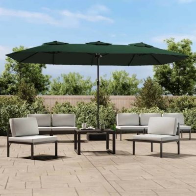 VIDAXL  Parasol &Agrave; Double T&ecirc;te Avec Led Vert 449x245 Cm