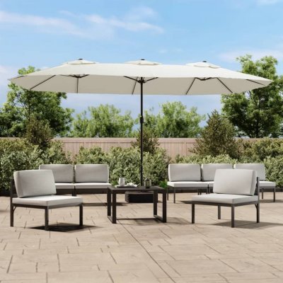 VIDAXL  Parasol &Agrave; Double T&ecirc;te Blanc Sable 449x245 Cm