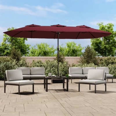 VIDAXL  Parasol &Agrave; Double T&ecirc;te Rouge Bordeaux 449x245 Cm