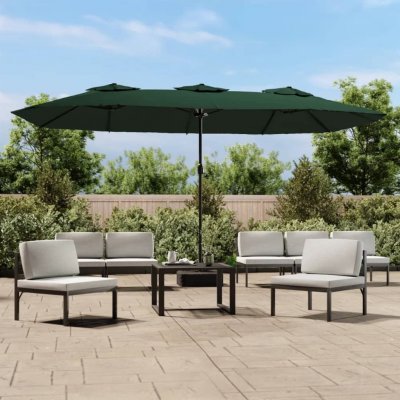VIDAXL  parasol &agrave; double t&ecirc;te vert 449x245 cm 