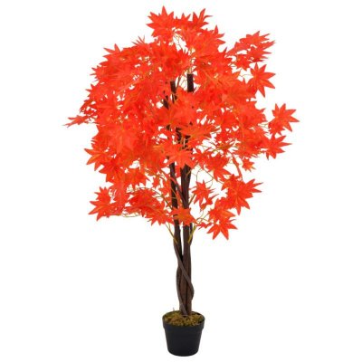 VIDAXL  plante artificielle d'&eacute;rable avec pot rouge 120 cm 280195