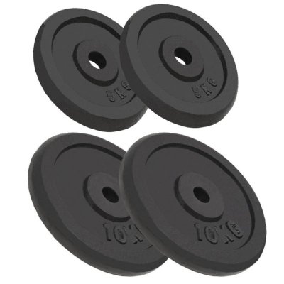 VIDAXL  plaque de poids 4 pcs 2 x 10 kg + 2 x 5 kg fonte 91395