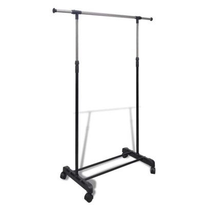 Vidaxl - Port-manteau r&eacute;glable 4 roulettes 1 rail d'accrochage Noir