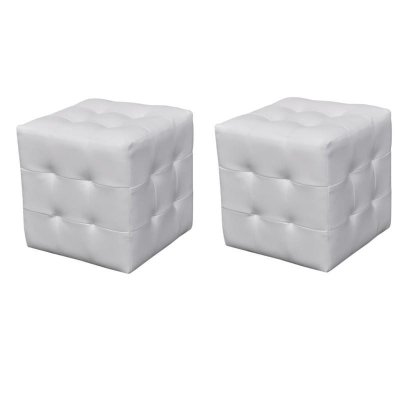 VIDAXL  pouf cube capitonn&eacute; blanc (lot de 2) 60739