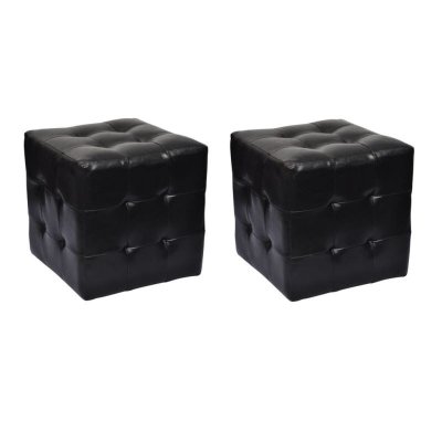VIDAXL  pouf cube capitonn&eacute; noir (lot de 2) 60740