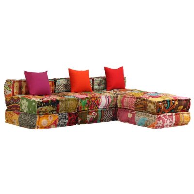 VIDAXL  - Pouf modulaire &agrave; 3 places Patchwork Tissu Patchwork