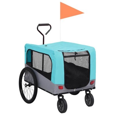 VIDAXL  remorque de v&eacute;lo/poussette 2 en 1 pour chien bleu gris 14,05 kg