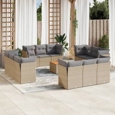 VIDAXL  Salon 13 pcs m&eacute;lange beige r&eacute;sine tress&eacute;e