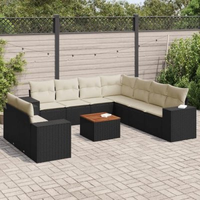 VIDAXL  Salon de jardin 10 pcs avec coussins - Noir