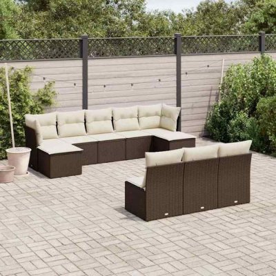 VIDAXL  Salon de jardin 10 pi&egrave;ces - Marron
