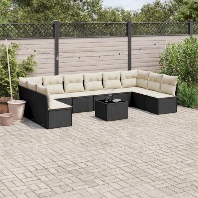 VIDAXL  Salon de jardin 11 pcs avec coussins - Noir