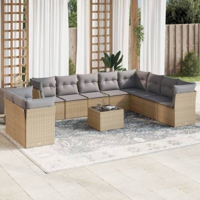 VIDAXL  Salon de jardin 11 pcs - Beige