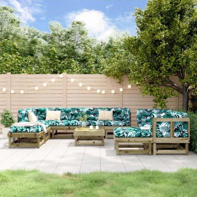 VIDAXL  salon de jardin 11 pcs bois de pin impr&eacute;gn&eacute;