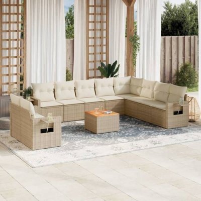 VIDAXL  Salon de Jardin 11 pcs R&eacute;sine Tress&eacute;e Beige