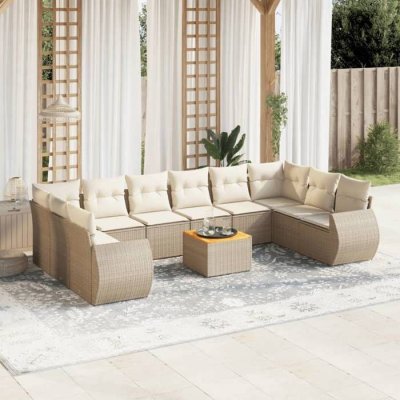  vidaXL Salon de jardin 11 pi&egrave;ces - Beige