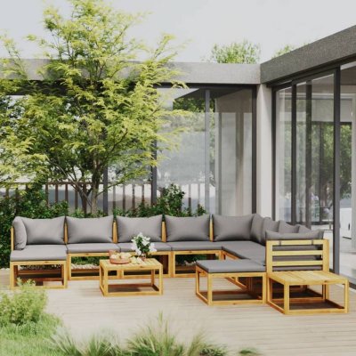 VIDAXL  Salon De Jardin 12 Pcs Avec Coussin Bois D'acacia Solide