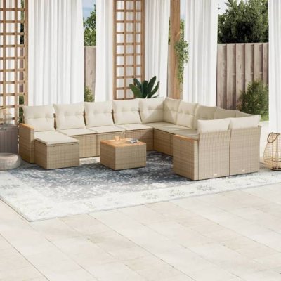 VIDAXL  Salon de jardin 12 pcs avec coussins - Beige