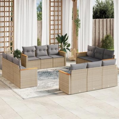 VIDAXL  Salon de jardin 12 pcs - M&eacute;lange beige