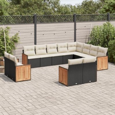 VIDAXL  Salon de jardin 12 pcs - R&eacute;sine tress&eacute;e noir