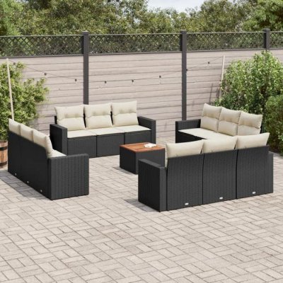 VIDAXL  Salon de jardin 13 pcs avec coussins - Noir