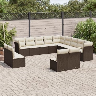 VIDAXL  Salon de jardin 13 pcs - Marron r&eacute;sine tress&eacute;e