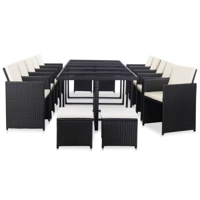 VIDAXL  salon de jardin 15 pcs avec coussins r&eacute;sine tress&eacute;e noir 46420
