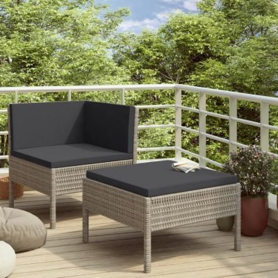 VIDAXL  salon de jardin 2 pcs avec coussins r&eacute;sine tress&eacute;e gris 310208