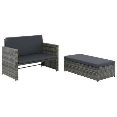VIDAXL  salon de jardin 2 pcs avec coussins r&eacute;sine tress&eacute;e gris 44483