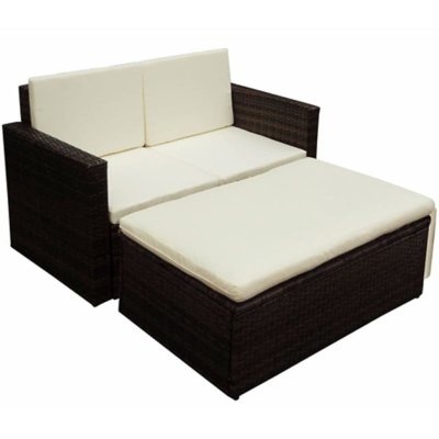 Vidaxl salon de jardin 2 pcs avec coussins r&eacute;sine tress&eacute;e marron 42733