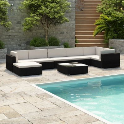 VIDAXL  Salon de jardin 24 pi&egrave;ces en rotin noir