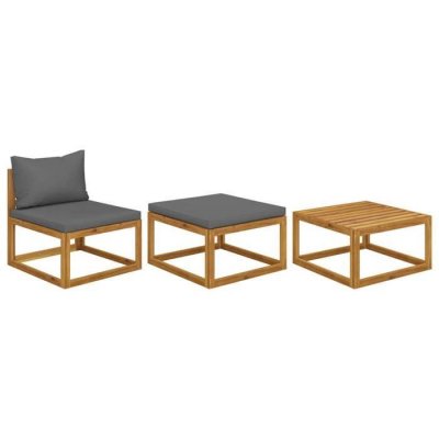 VIDAXL  salon de jardin 3 pcs avec coussins bois d'acacia solide 311854