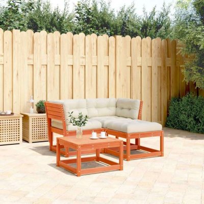 Vidaxl Salon De Jardin 3 Pcs Avec Coussins Cire Marron Bois Pin Massif
