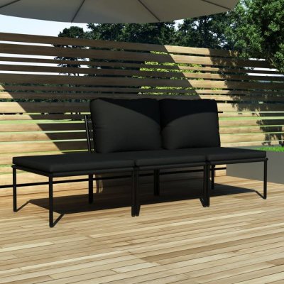VIDAXL  - Salon de jardin 3 pcs avec coussins Noir pvc n/a