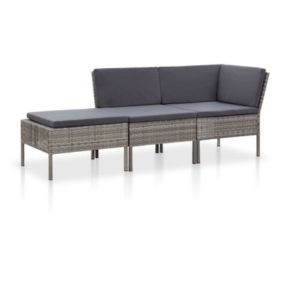 Vidaxl salon de jardin 3 pcs avec coussins r&eacute;sine tress&eacute;e gris 48962