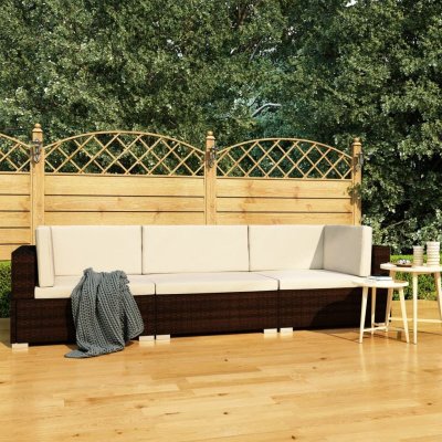 VIDAXL  salon de jardin 3 pcs avec coussins r&eacute;sine tress&eacute;e marron 47265