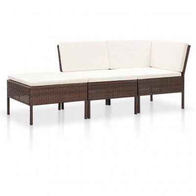VIDAXL  salon de jardin 3 pcs avec coussins r&eacute;sine tress&eacute;e marron 48959