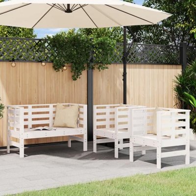 VIDAXL  salon de jardin 3 pcs blanc bois massif de pin