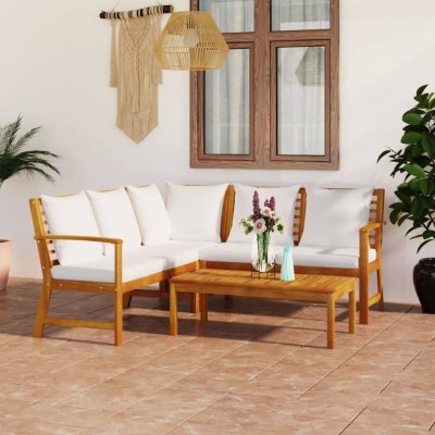 VIDAXL  salon de jardin 4 pcs avec coussin bois d'acacia solide
