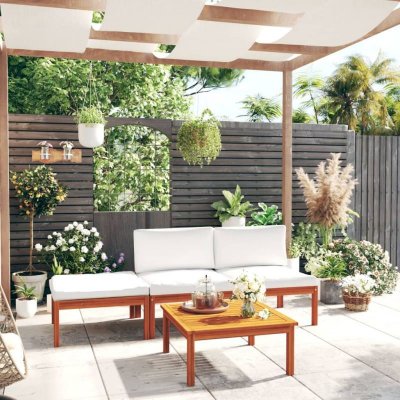VIDAXL  salon de jardin 4 pcs avec coussins bois d'acacia solide