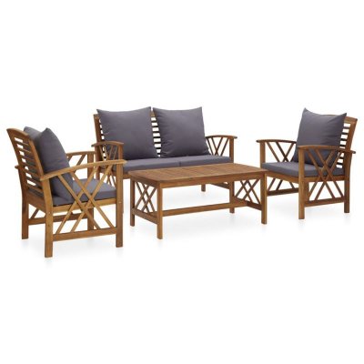 VIDAXL  Salon de jardin 4 pcs avec coussins - Gris