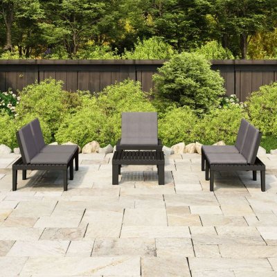 VIDAXL  salon de jardin 4 pcs avec coussins plastique gris