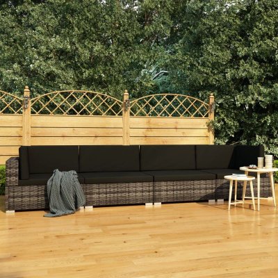 Vidaxl salon de jardin 4 pcs avec coussins r&eacute;sine tress&eacute;e gris 47270