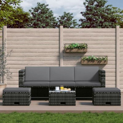 VIDAXL  salon de jardin 4 pcs avec coussins r&eacute;sine tress&eacute;e gris 48145