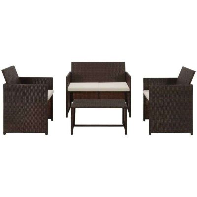 VIDAXL  salon de jardin 4 pcs avec coussins r&eacute;sine tress&eacute;e marron 43908