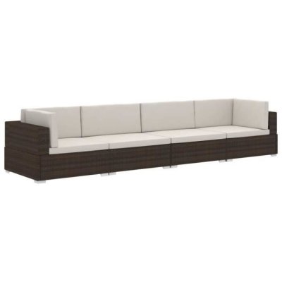 VIDAXL  salon de jardin 4 pcs avec coussins r&eacute;sine tress&eacute;e marron 47269