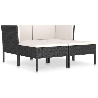 VIDAXL  salon de jardin 4 pcs avec coussins r&eacute;sine tress&eacute;e noir 3056966
