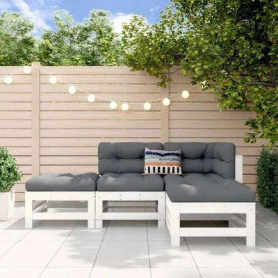 VIDAXL  salon de jardin 4 pcs blanc bois de pin massif